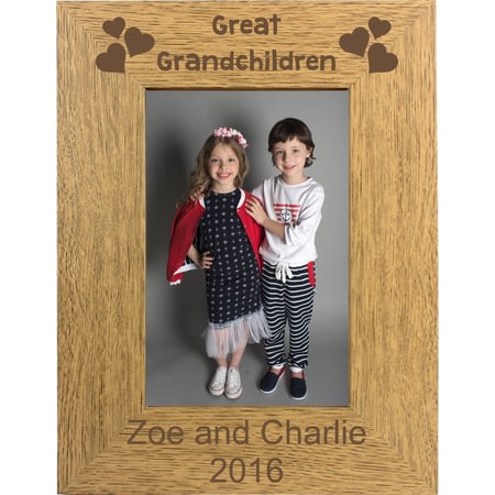 Personalised Great Grandchilden Portrait Wooden Photo Frame