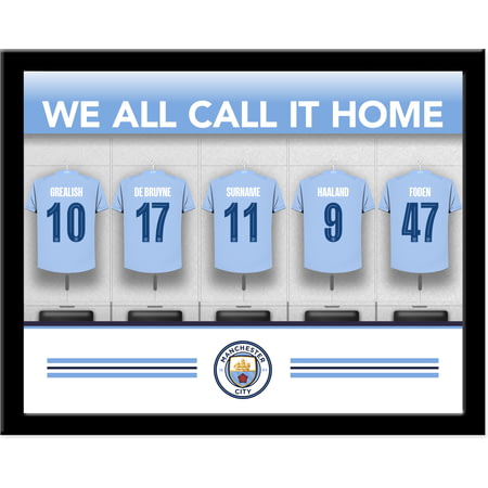 Personalised Manchester City FC Dressing Room Shirts Framed Print