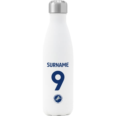 Personalised Millwall FC Back Of Shirt Insulated Water Bottle - White