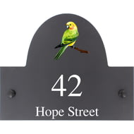Personalised Budgie, Budgerigar, Parakeet Bird Motif Slate House Name Number Plaque/Sign - 25x20cm