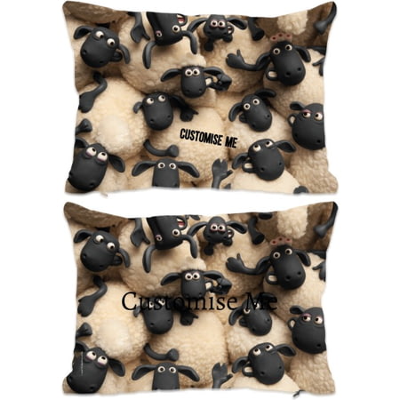 Personalised Shaun The Sheep Group Print Rectangle Cushion - 45x30cm