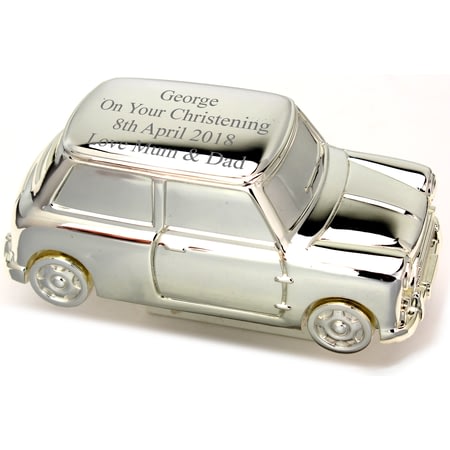 Personalised Engraved Silver Mini Car Money Box