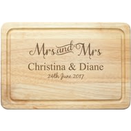 Personalised Mrs & Mrs Rectangle Wooden Chopping Board
