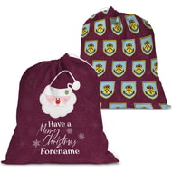 Personalised Burnley FC Merry Christmas Large Fabric Santa Sack