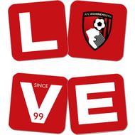 Personalised AFC Bournemouth Love Coasters (x4)