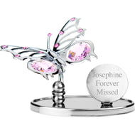Personalised Engraved Crystocraft Butterfly Ornament with Pink Crystals
