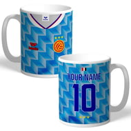 Personalised Manchester Reds Away Blue Retro Legends Mug