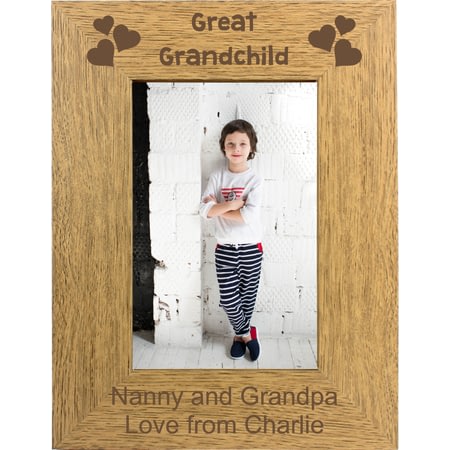 Personalised Great Grandchild Portrait Wooden Photo Frame