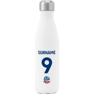 Personalised Bolton Wanderers FC Back Of Shirt Insulated Water Bottle - White